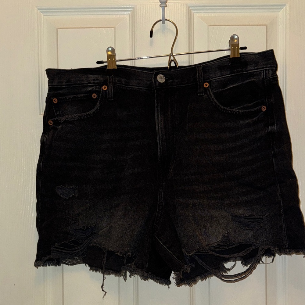 American Eagle Outfitters 90s Boyfriend Dark Distressed Jean Shorts